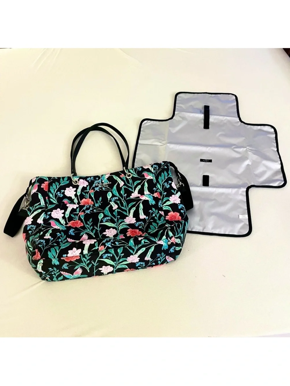 Kate Spade Watson Lane Pauline Hummingbird Floral Diaper Bag with Changing Pad